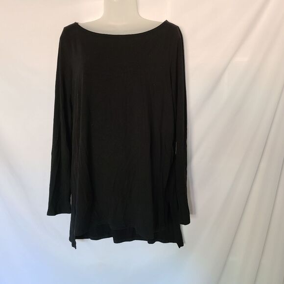Eileen Fisher Black Top Hi Lo Tunic Career sz Large - Picture 1 of 4